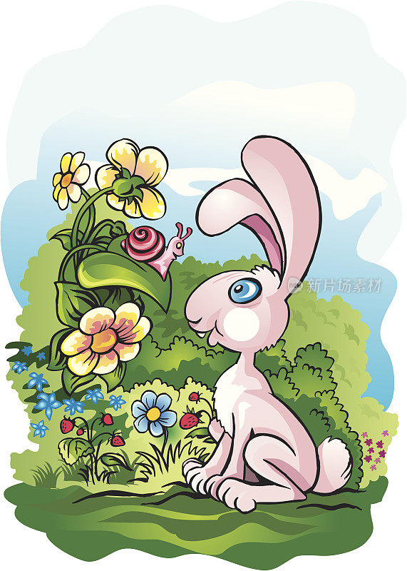草坪上的滑稽兔子
