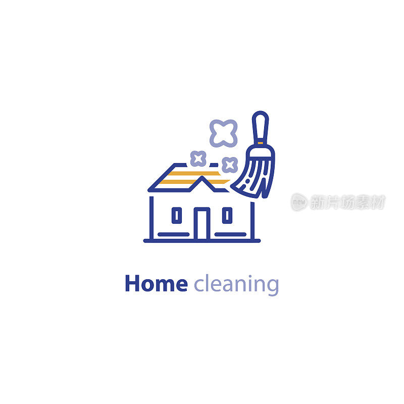 家居和家庭清洁服务，扫帚和灰尘的图标