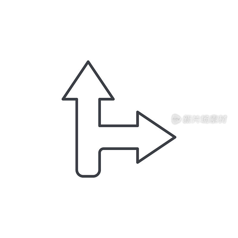 箭头交叉，右转细线图标。线性向量符号