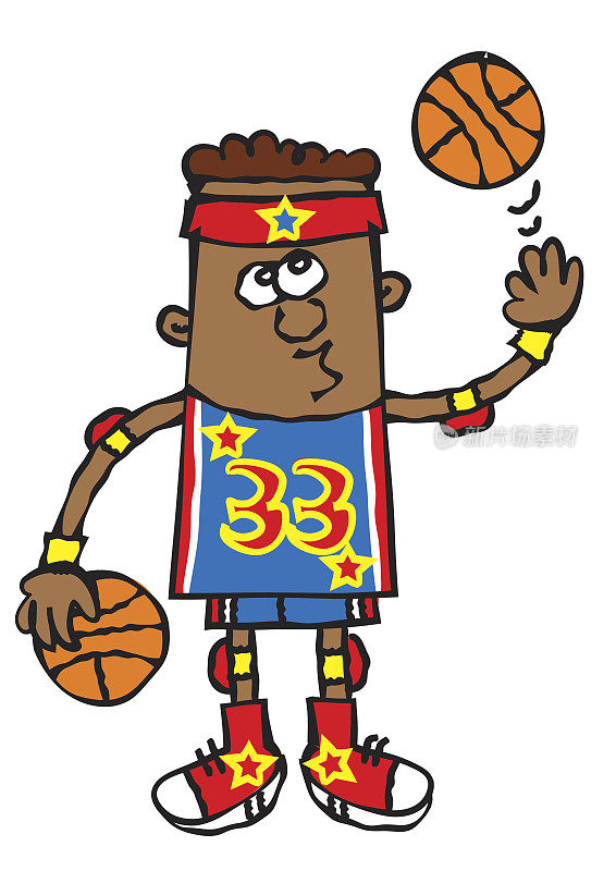 有趣的年轻男孩篮球运动员卡通