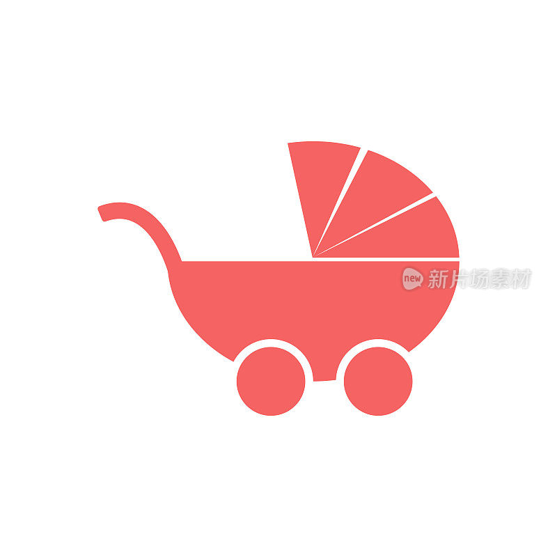 婴儿车图标粉色孤立向量
