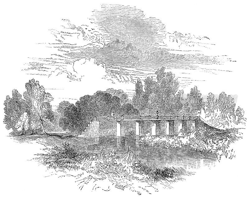 英国埃文河畔斯特拉特福的露西磨坊桥——17世纪