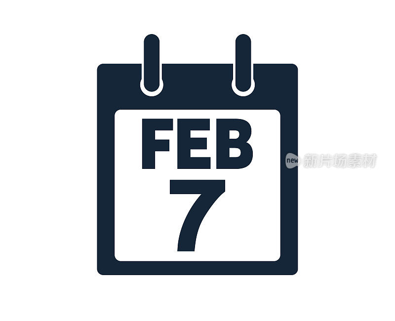 2月7日日历图标股票矢量插图
