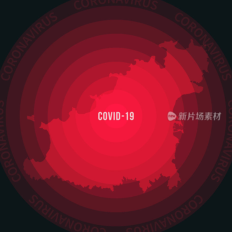 2019冠状病毒病蔓延格恩西地图。冠状病毒爆发