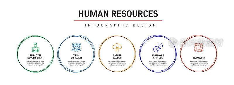 人力资源信息图表模板，元素和图标。简单的矢量信息图设计