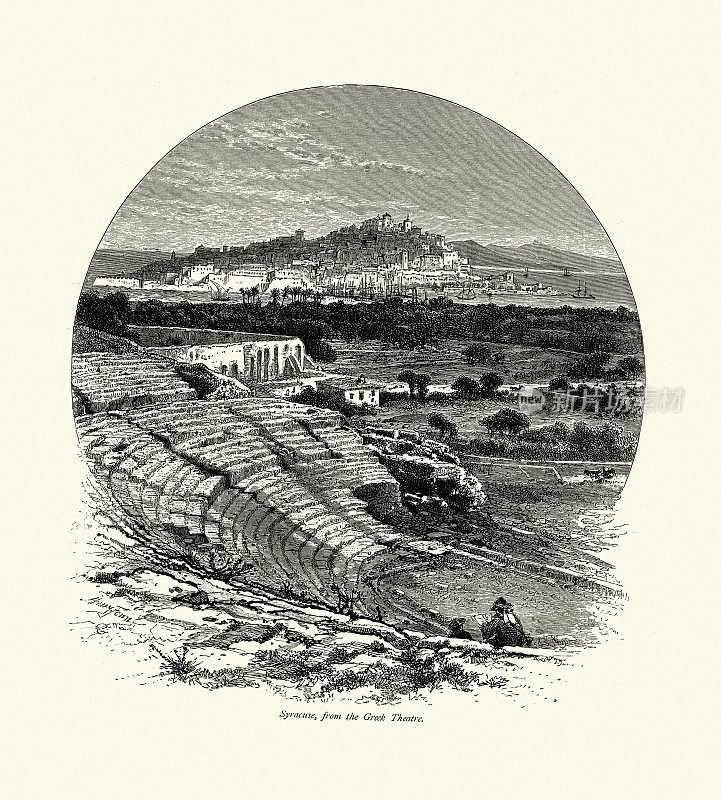 锡拉库扎的希腊剧院，西西里岛，19世纪