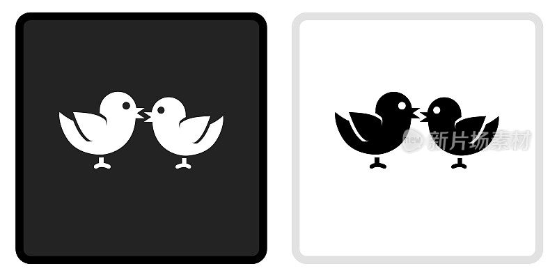 鸟类图标上的黑色按钮与白色翻转