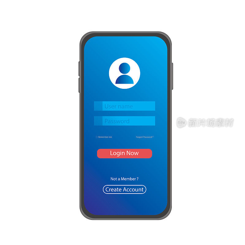 登录页上智能手机屏幕库存插图
