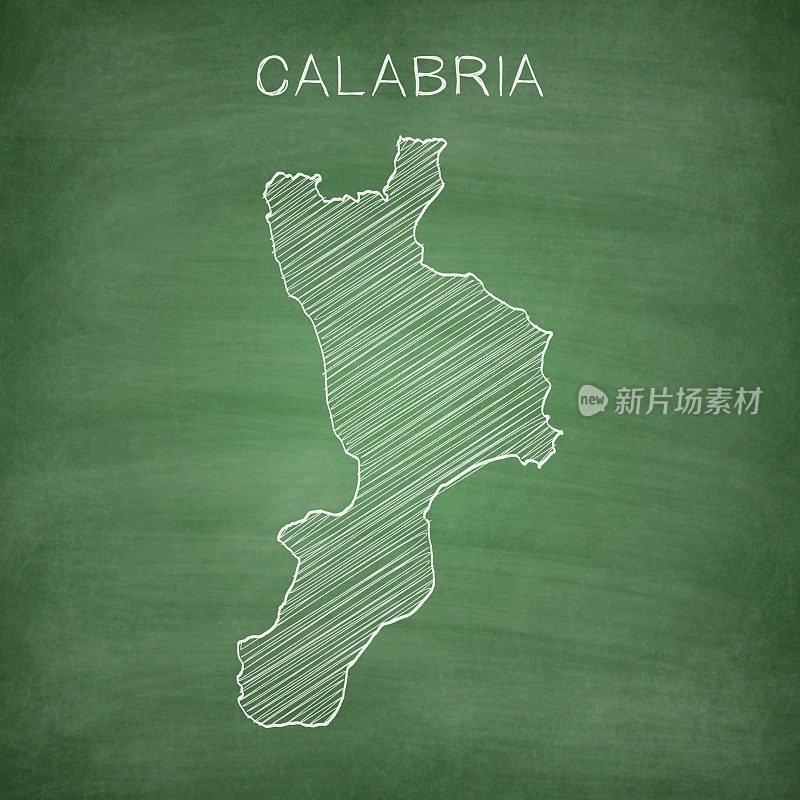 卡拉布里亚地图画在黑板上-黑板
