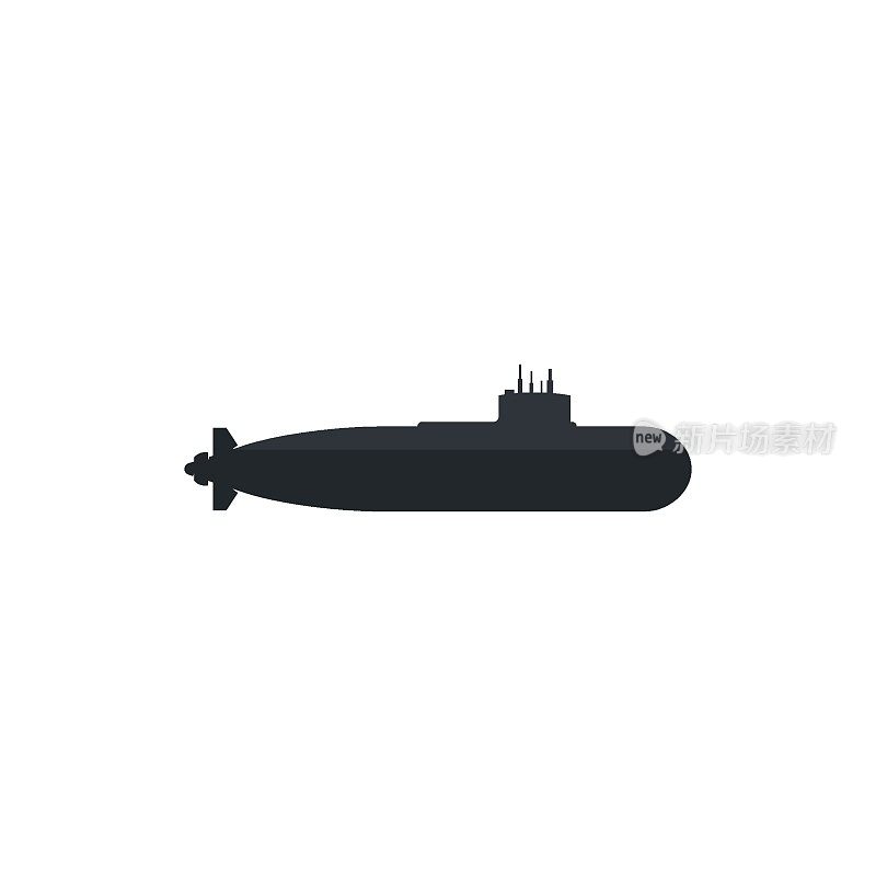 军用潜艇标志矢量图标插图