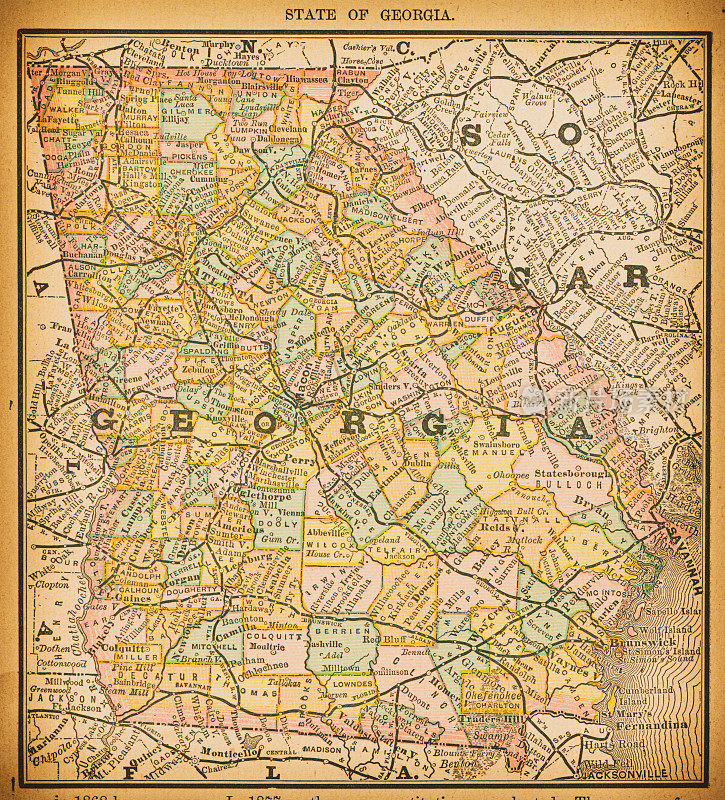 19世纪乔治亚州的地图