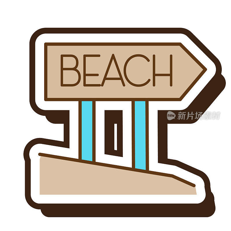 夏季度假和休闲海滩标志全彩色图标