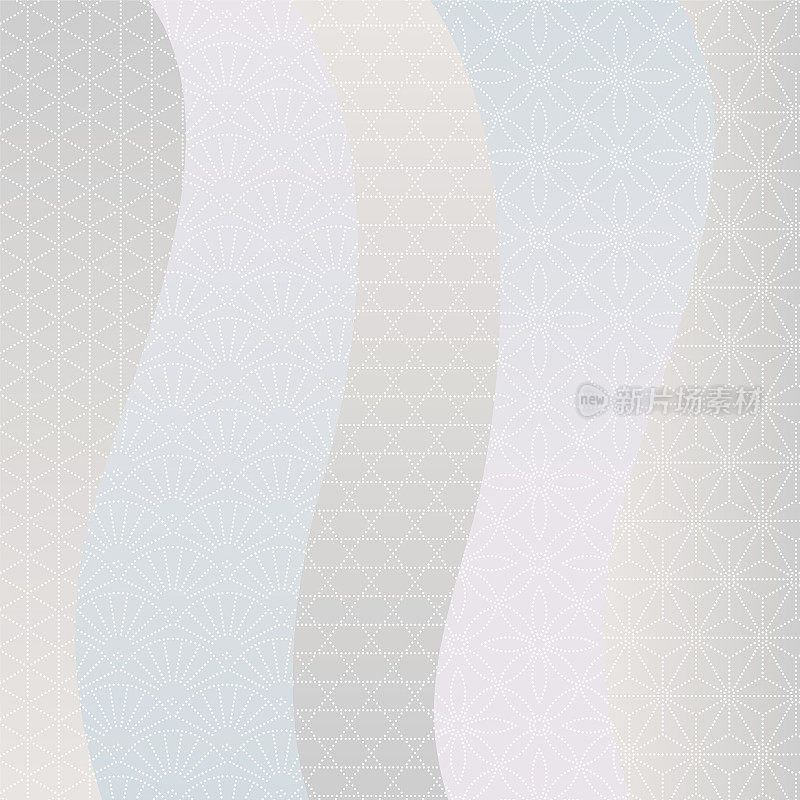 日本风格的形象。浅色线条背景材料与传统的网点图案。
