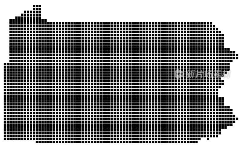 宾西法尼亚州地图正方形点的风格