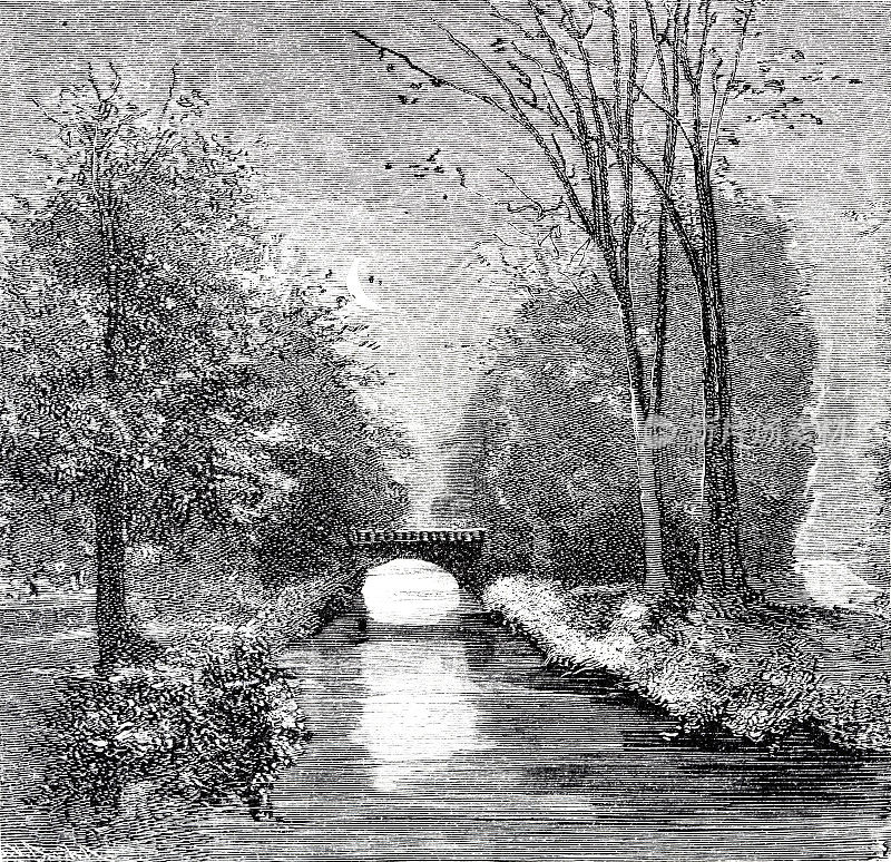 德绍，停在W?rlitz，小溪和桥