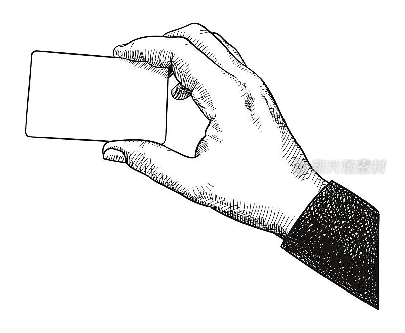 矢量绘图的手握信用卡或名片