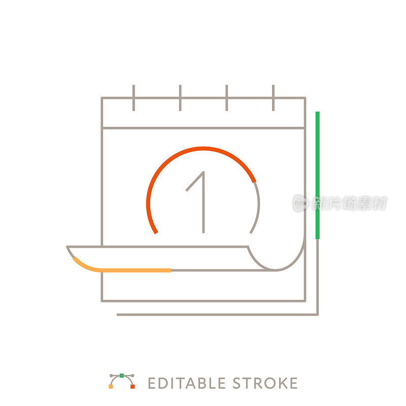 日历多色线图标与可编辑的Stroke