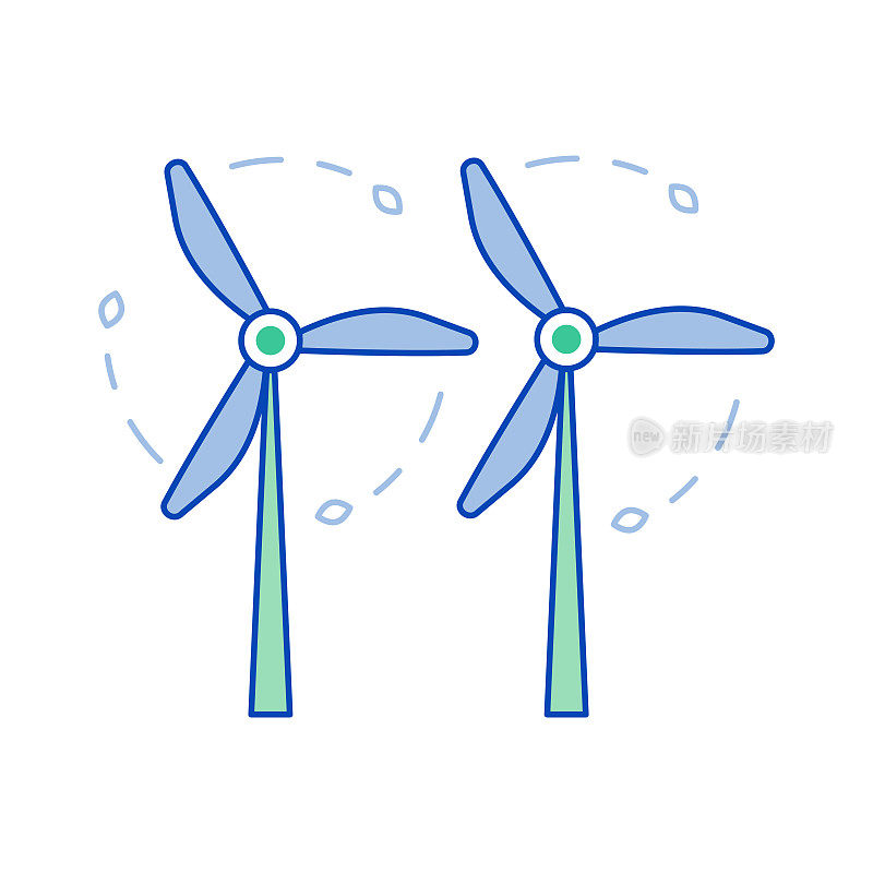 风能可再生绿色能源线图标