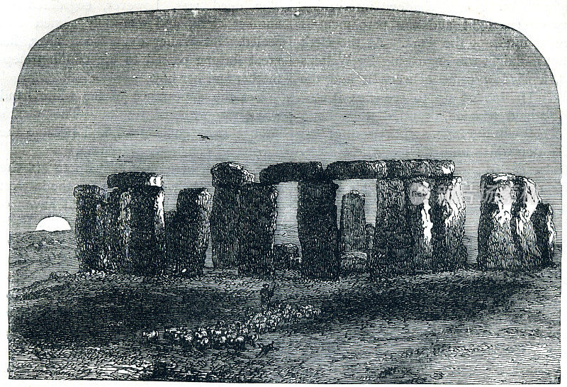 日出时的巨石阵，威尔特郡，英格兰史前纪念碑石圈。