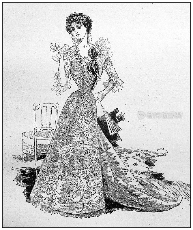 古董形象:女人时尚，1898年，贝克多夫伯爵夫人