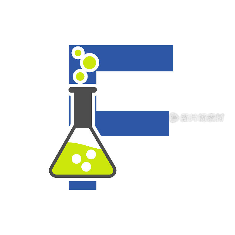 字母F实验室标志概念为科学，保健，医疗，实验室，化学和自然符号
