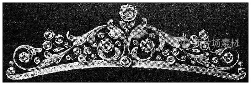 古董形象:黑色珠宝，王冠