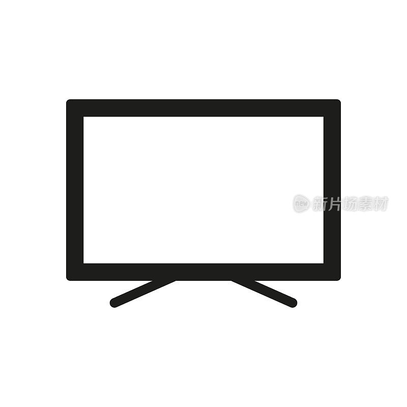 智能电视家庭设备。电视LED显示象形文字。电视机与宽显示器轮廓图标。LCD电子技术监控符号。孤立矢量图