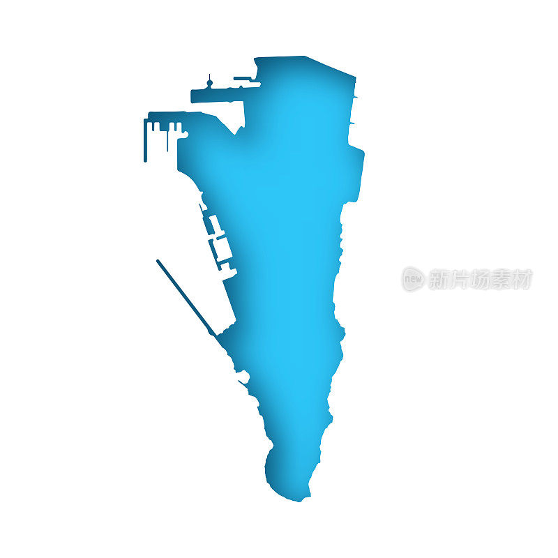 直布罗陀地图-白纸在蓝色背景上裁剪