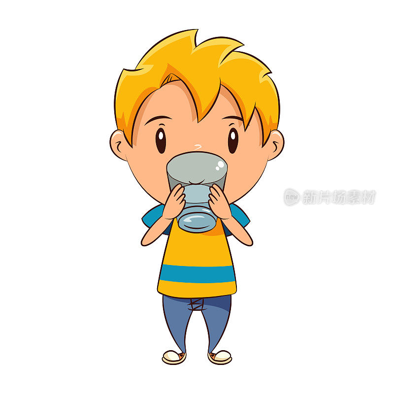 孩子喝水，渴了可爱的孩子