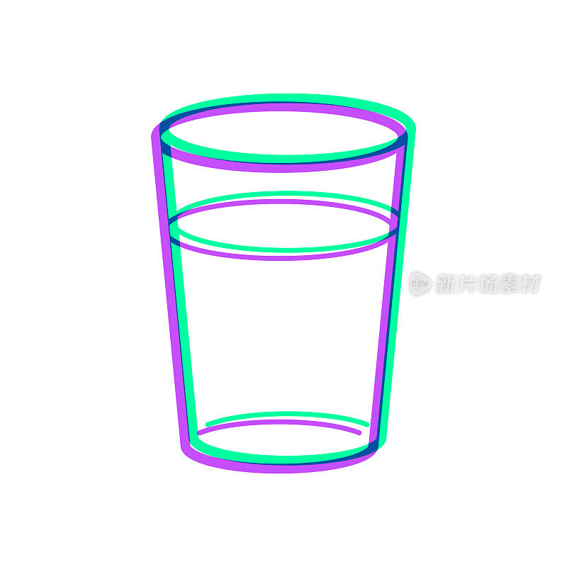 玻璃。图标与两种颜色叠加在白色背景上