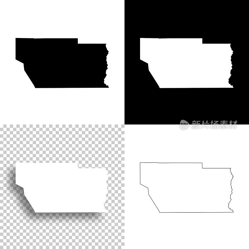科内霍斯县，科罗拉多州。设计地图。空白，白色和黑色背景