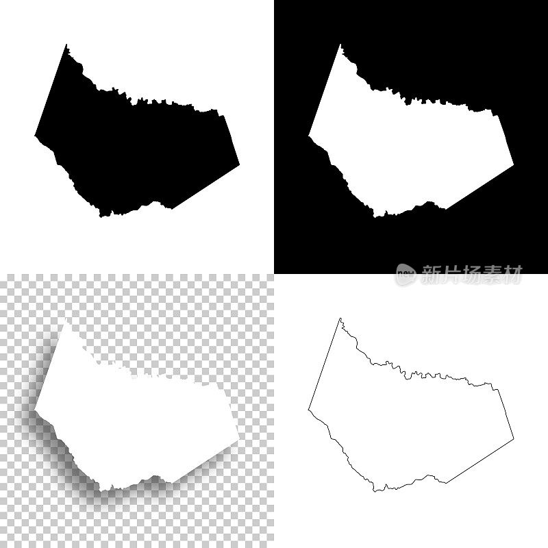 巴罗县，乔治亚州。设计地图。空白，白色和黑色背景