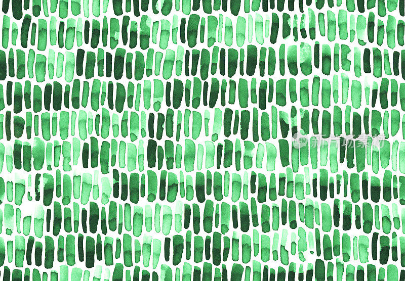无缝抽象的圣诞包装纸设计矢量-垂直绿色线条手绘在一排白色水彩纸上-原始的颜色过渡-独特的图案设计与梯度-针叶树
