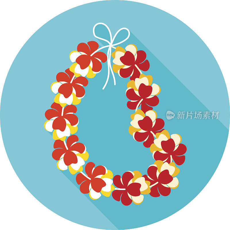 夏威夷花项链，花环图标。假期