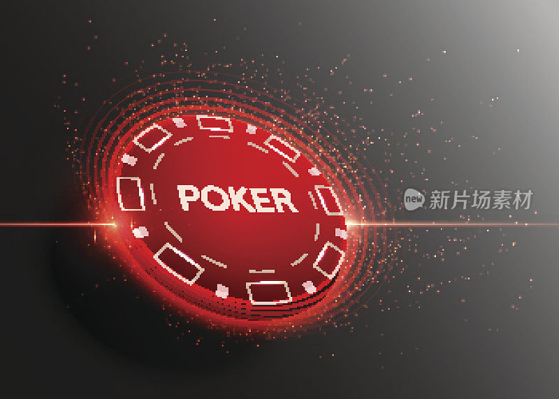 扑克3D芯片，赌场插图。向量图形。