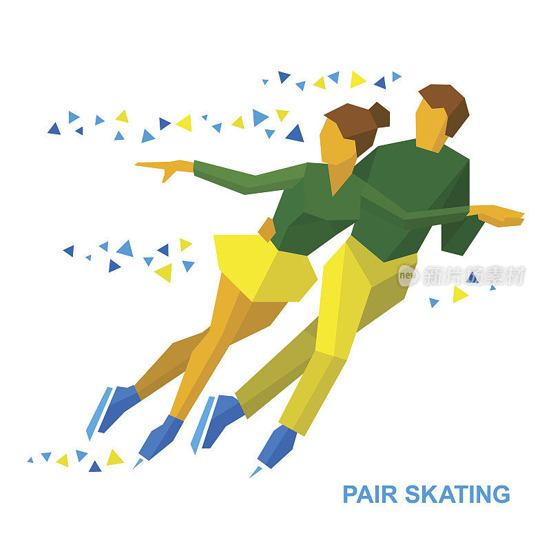冬季运动:双人花样滑冰。男人和女人在冰上