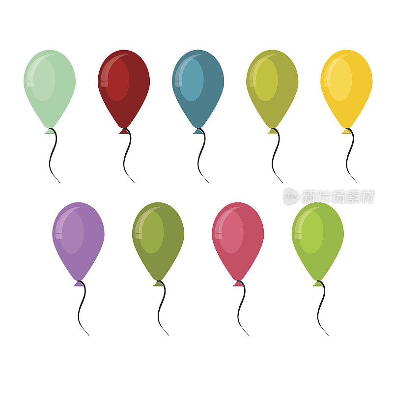 一堆彩色气球矢量插图