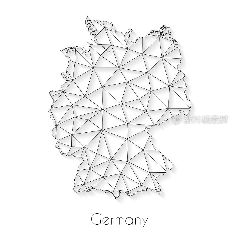 德国地图连接-白色背景上的网络网格