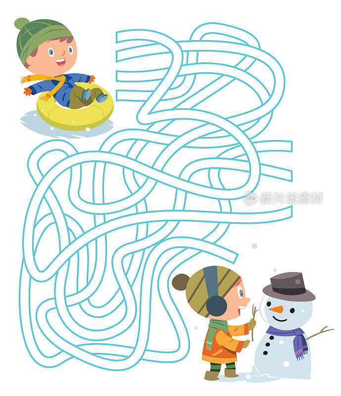 迷宫,孩子玩雪橇