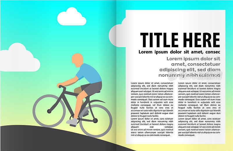 自行车书或杂志插图模板。