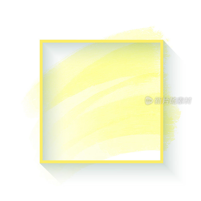 抽象黄色画笔笔触与框架隔离在白色背景。贺卡和标签的设计元素。抽象现代黄色背景。