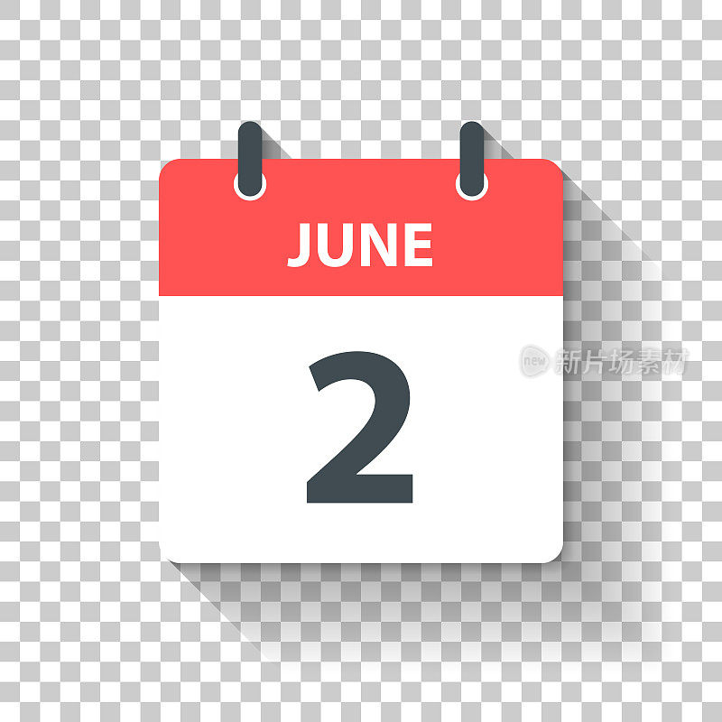 6月2日-日日历图标在平面设计风格