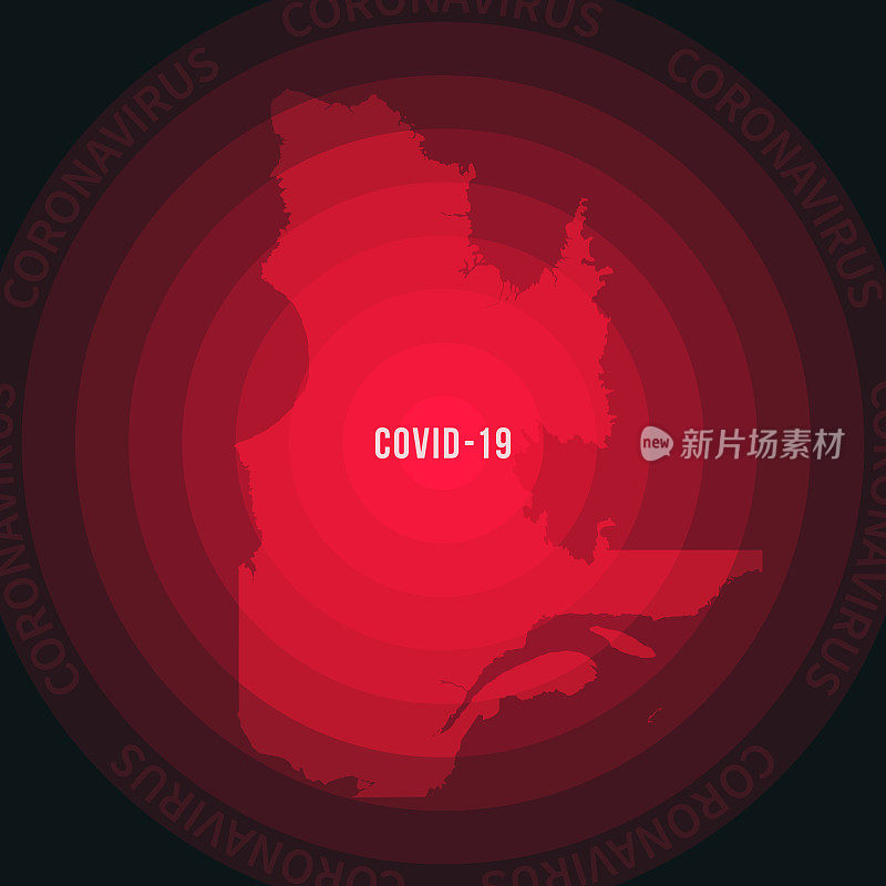 魁北克COVID-19传播地图。冠状病毒爆发