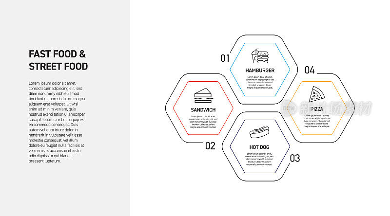 快餐和街头食品相关流程信息图表设计
