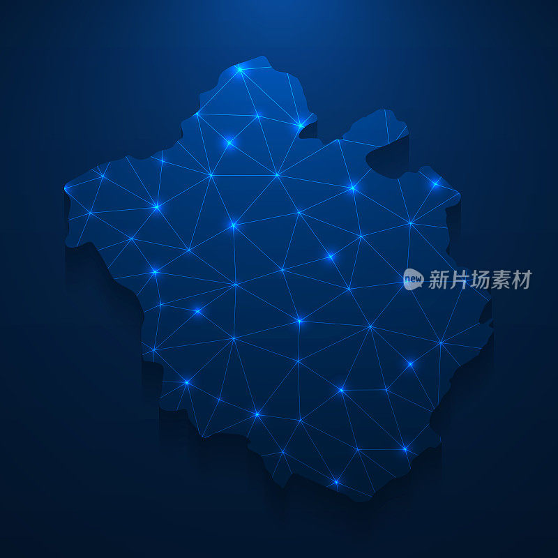 昌迪加尔地图网络-明亮的网格在深蓝色的背景