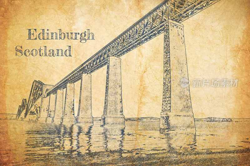爱丁堡钢铁路桥草图