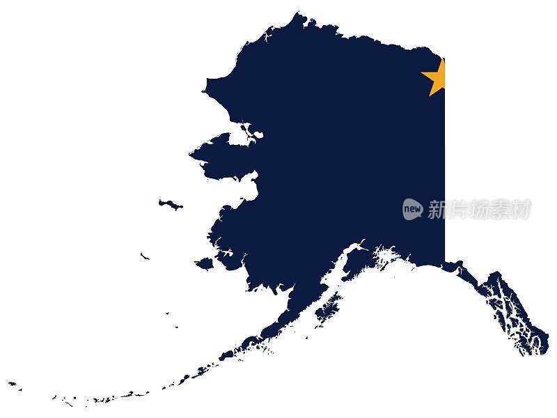 带旗帜的美国阿拉斯加州地图