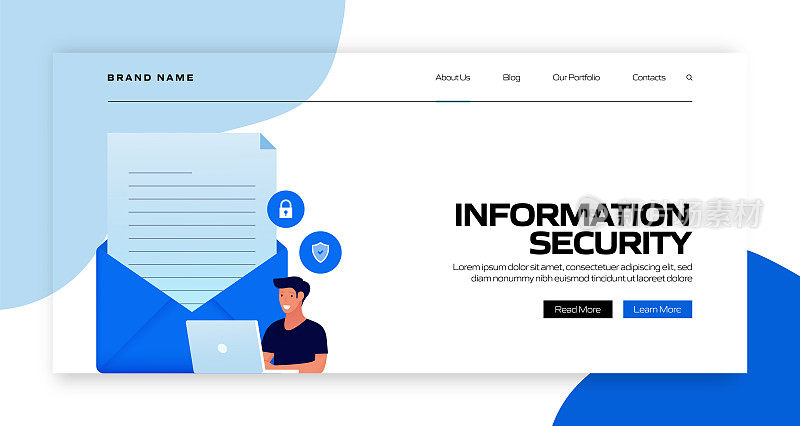 信息安全概念矢量插图登陆页面模板，网站横幅，广告和营销材料，在线广告，业务演示等。