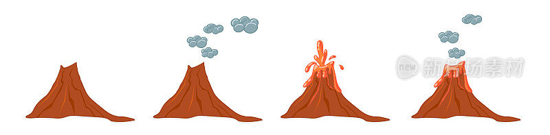 卡通火山喷发