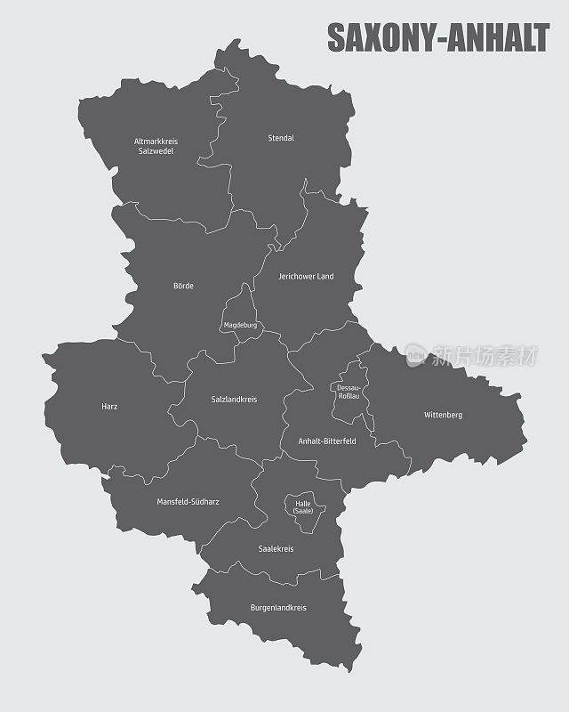 萨克森-安哈尔特州行政地图